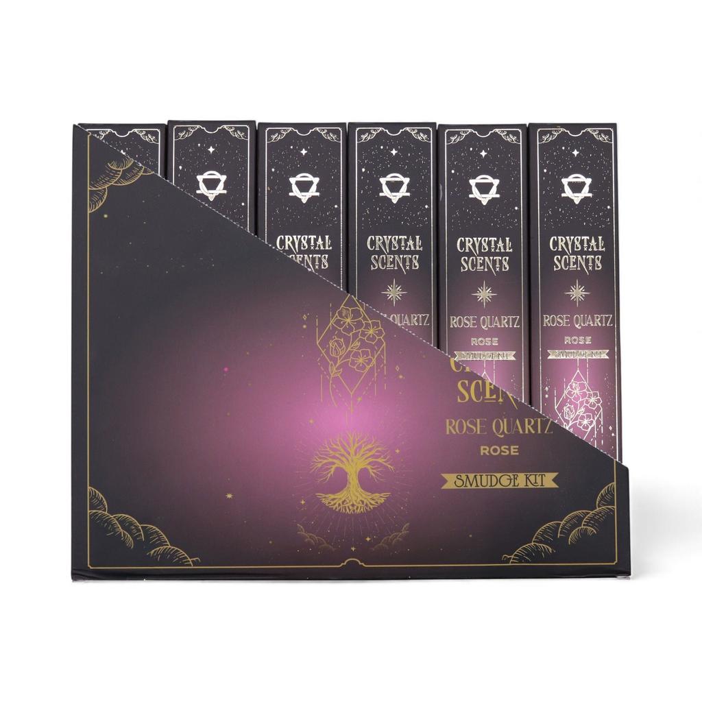 6x Rose Quartz Crystal Scents Smudge Incense – Rose