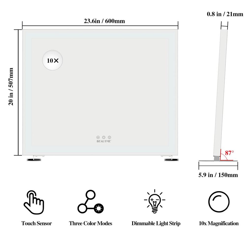 BEAUTME Actress Makeup Hollywood Wall Three Color Lighting Stepless White X 507 X 150 Mirror, Mirror, Mirror, Hanging/Desktop Use, Modes, Dimming,