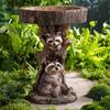 Resin Animal Raccoon Dog Rooster Owl Bird Bath Courtyard Balcony Resin Animal Statue Resin Antique Garden Bird Bath