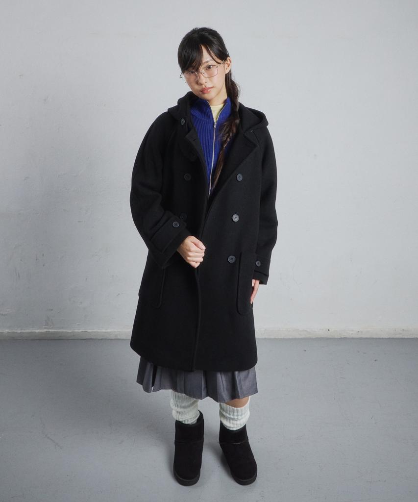 CGP (Women) Double Button Long Coat - Black