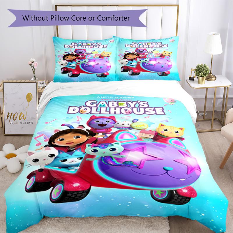 Gabby's Dollhouse Bed Linen Set Perfect for Playroom Soft Fabric Perfect Gift for Friends Family