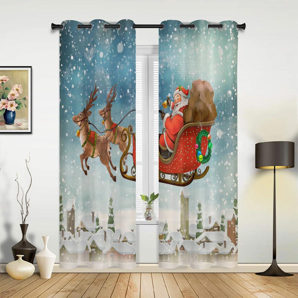 Рождественская елка Подарочные колокольчики Деревня Снег Оконные шторы Декор для дома Спальня Кухня Гостиная Рождественские украшения Рождественские подарки