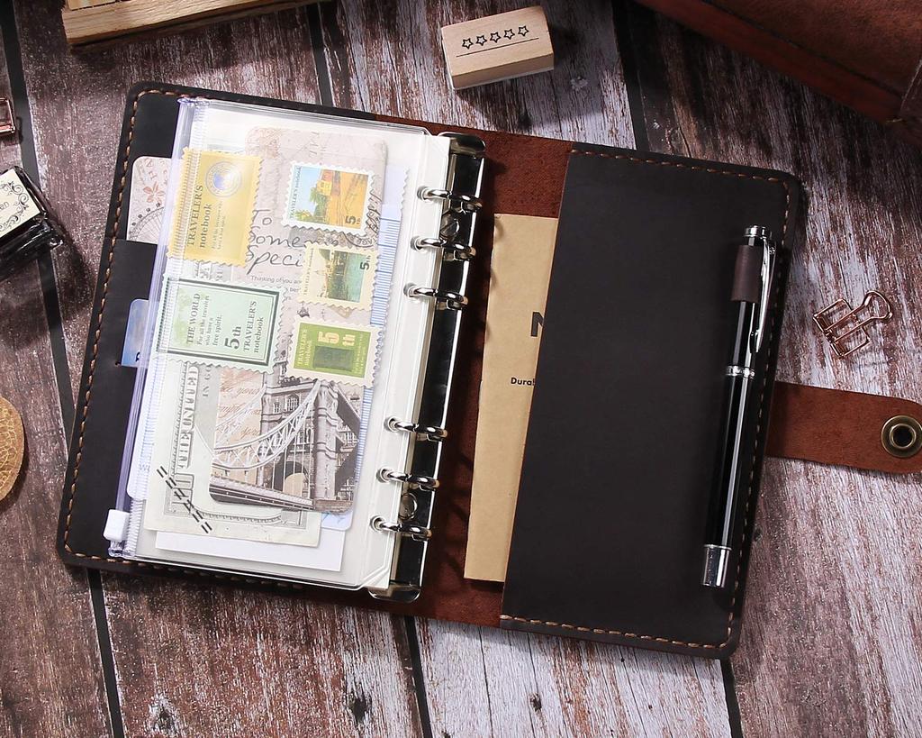 Планировщик из натуральной кожи CEETOL, ручной работы, формат A6, 6 отверстий, с держателем для ручки, блокнот для бизнеса из натуральной кожи, книга для расписания