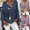 Solid Blouse Summer Loose Plus Size Shirt Women Autumn Long Sleeve Butterfly Dandelion Print Loose Blouse Shirt Tunic Top