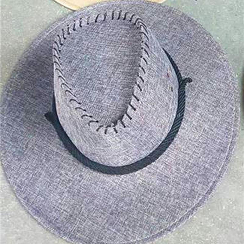 Men's Cowboy Hat Embossed Linen Sunshade Hat Sun Hat Beach Hat Riding Hat Women's