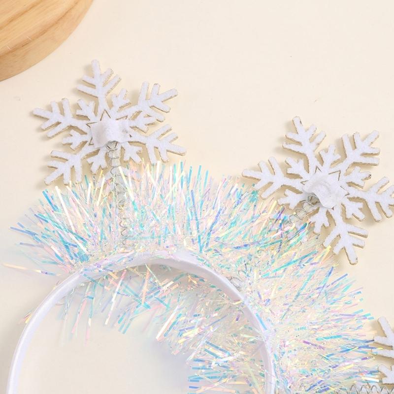 Женский Рождественский Ободок Снежинка Милый Девочки Сияющий Прямой Эфир Украшения для Волос