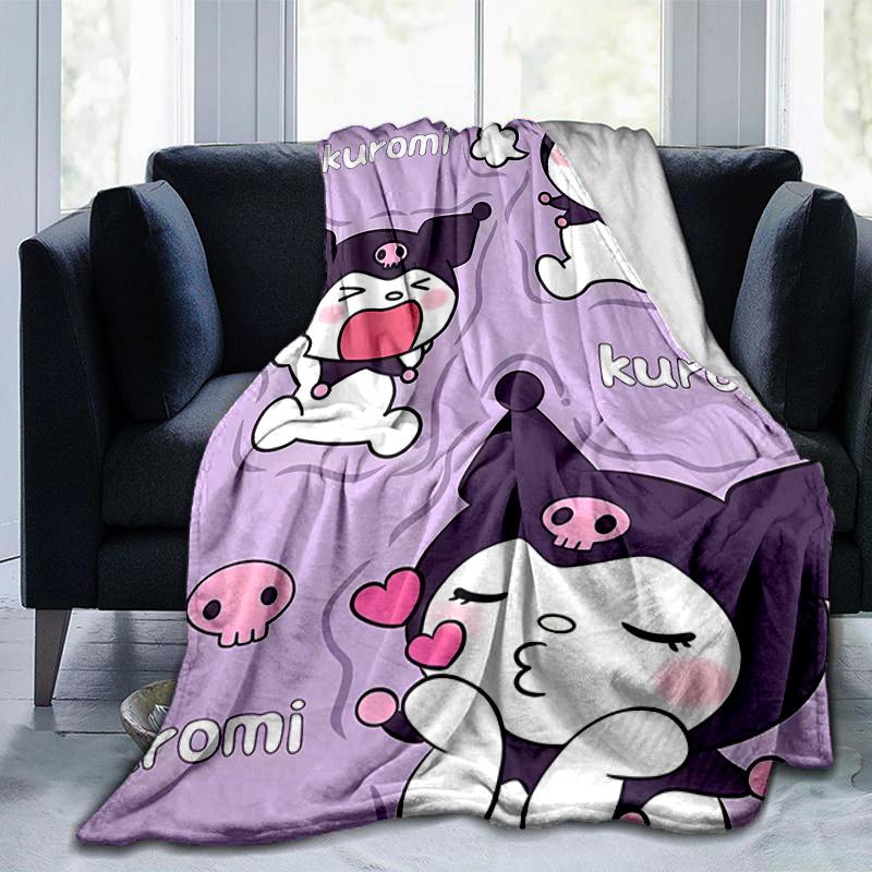 1pc Kuromi's Cute Adventures Blanket, Soft and Cozy Home Decor Gift for All Seasons, Living Room, Travel, Camping, Car Blankets, Beach, Office Naps, P