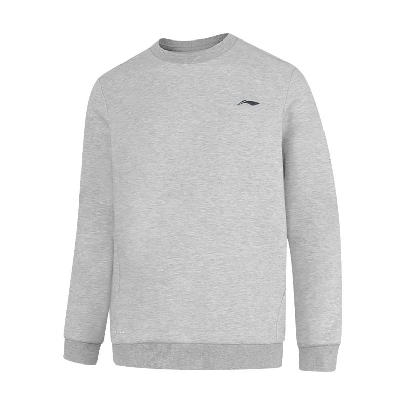 Li Ning Sweatshirts Men's Heather Gray Crew Neck Thickened Regular AWDVP89-2