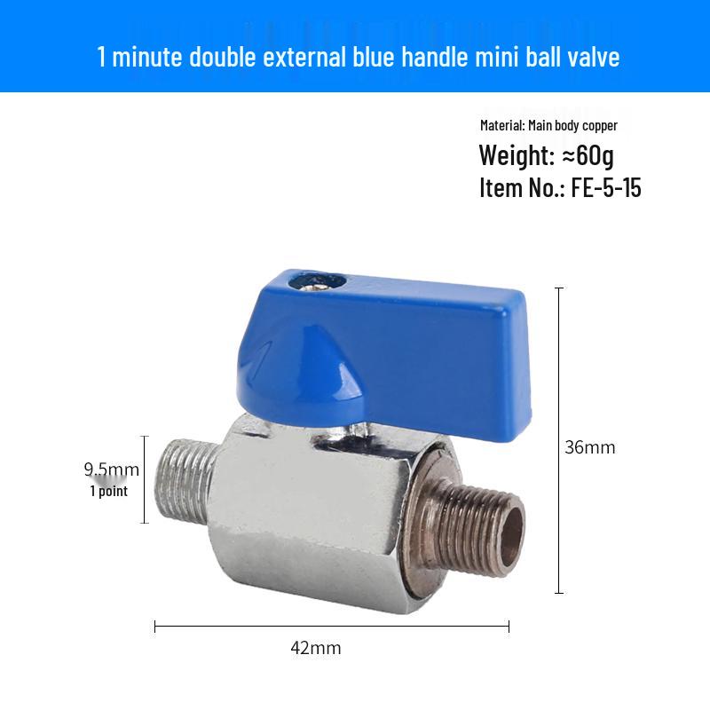 Super Short Mini Brass Ball Valve, 1/8" - 1/2" Thickened Male & Female Valve Switch