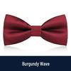 Men's Burgundy & Black Bow Tie for Weddings - British Korean Style