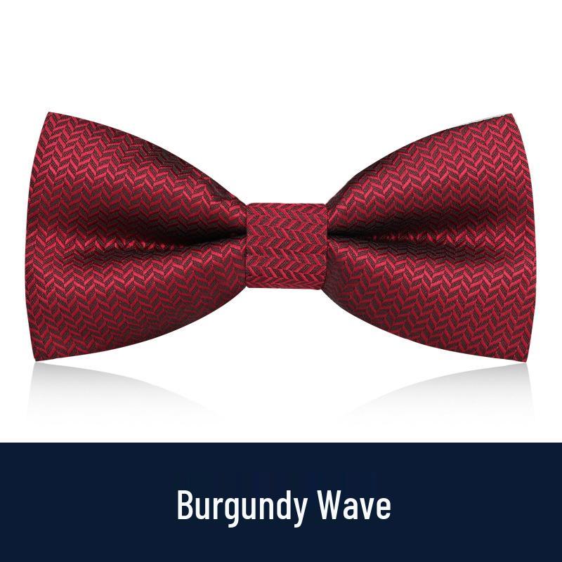 Men's Burgundy & Black Bow Tie for Weddings - British Korean Style