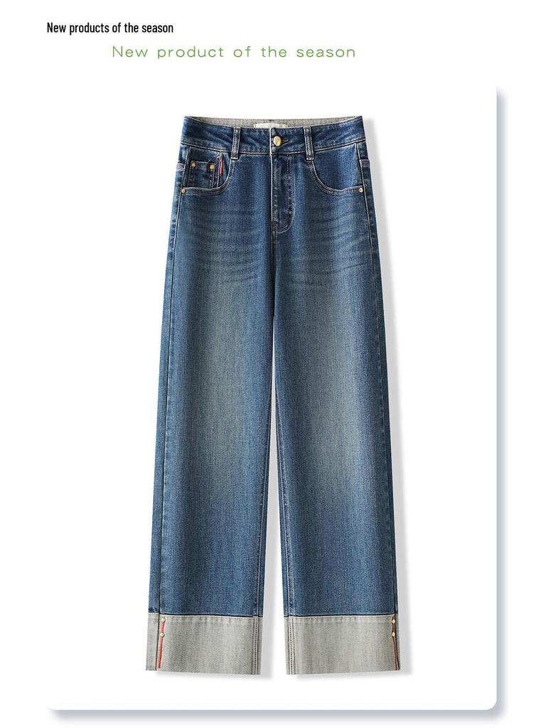 Женские джинсы с отворотами узкого и широкого кроя: Весна/Осень 2026 Ретро Стиль