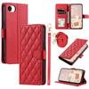 For iPhone 16e Wallet Case Rhombus Grid PU Leather Phone Cover
