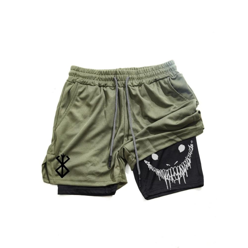 Мужские спортивные шорты 2 в 1, быстросохнущие шорты для бега, занятий в спортзале и фитнеса, двухслойные