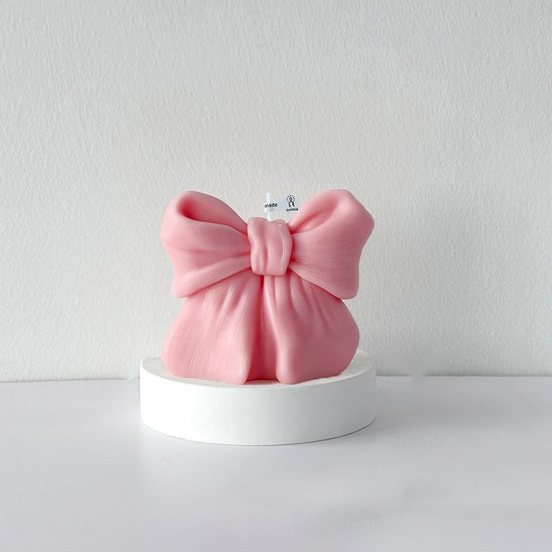 3D Bowknot Three-Dimensional Aroma Candle DIY Bow Aromatherapy Scented Candles Wedding Valentine's Day Gift Home Desktop Decor