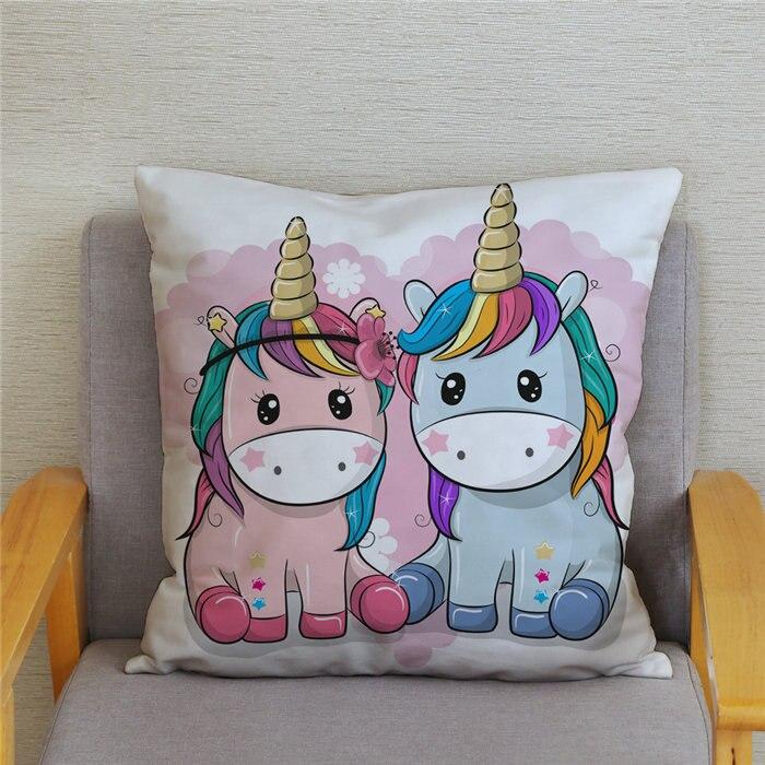 45*45 квадратная наволочка для домашнего декора, наволочка, наволочка с милым мультяшным принтом единорога, наволочка