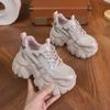Женские сетчатые туфли Dad Shoes 2025 года на толстой подошве, с увеличенным ростом и универсальным повседневным дизайном
