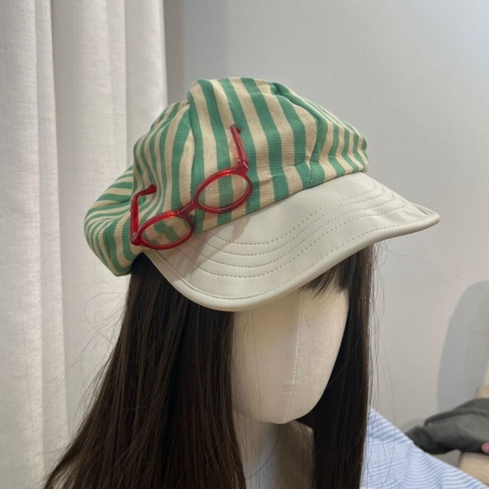 Y2k Painter Berets Korean Beanie Cap Japanese Striped Berets Spring Summer