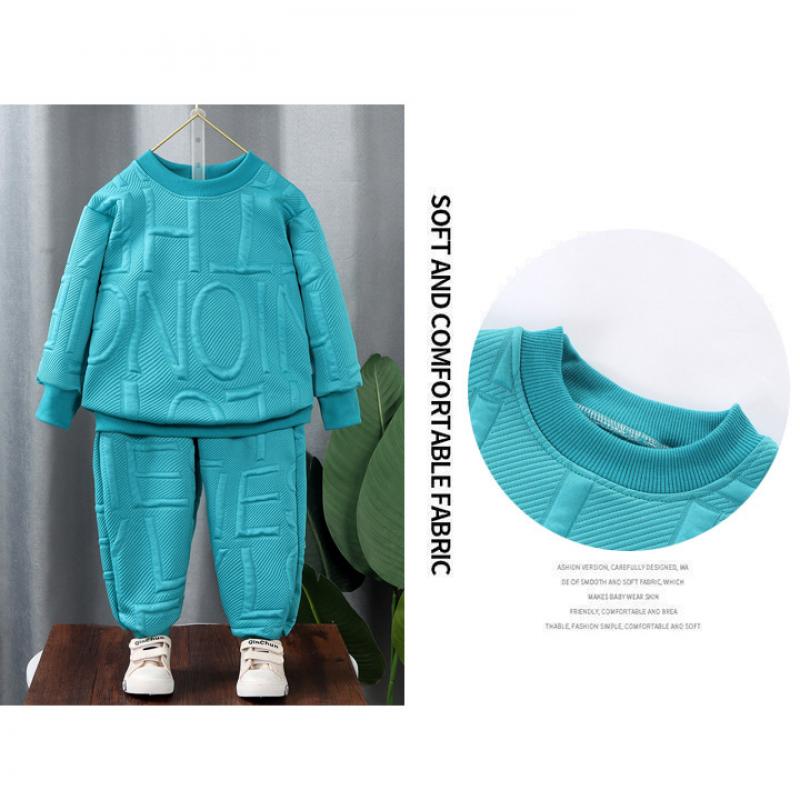 Kids Sporty Tracksuit Set Polyester Long Sleeve Two Piece Outfit Boys Girls Unisex Casual Wear Childrens Jogger Suit