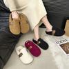 Однопедальные пушистые туфли женские 2025 новый корейский стиль нежный сказочный ветер туфли Дуду женские зимние бархатные хлопковые шлепанцы