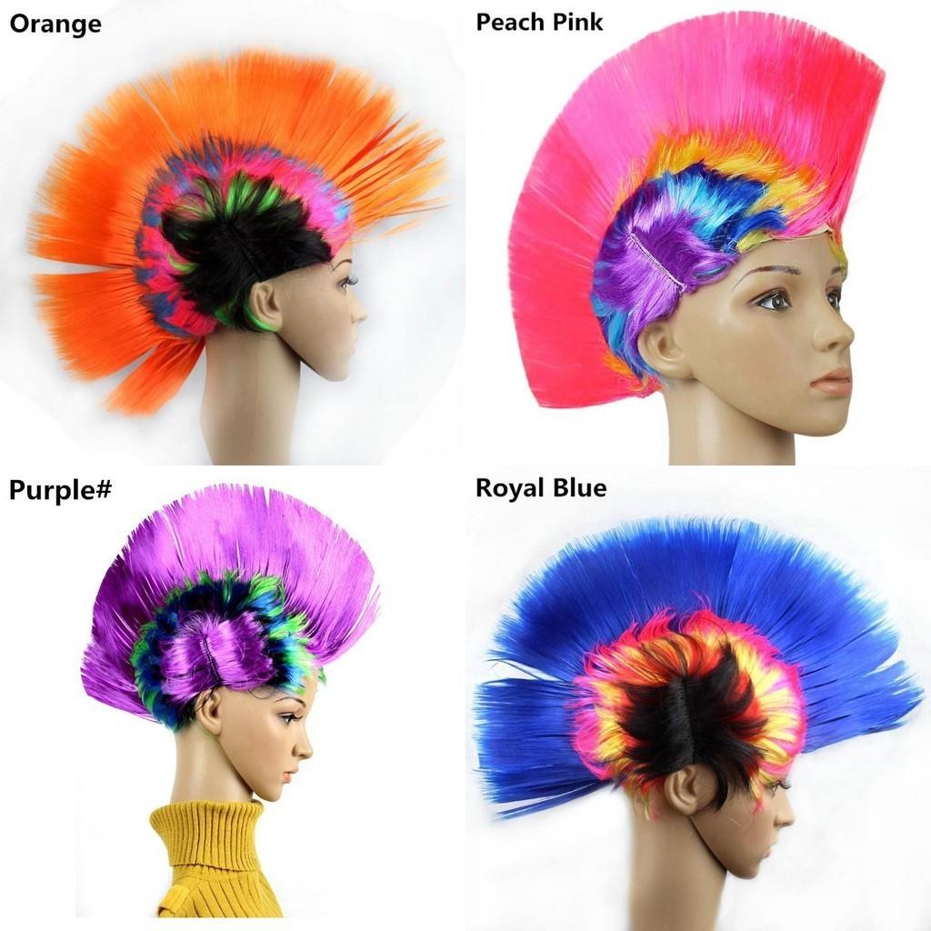 Vibrant Rainbow Purple Festive Wig Funny Party Accessory Hen Crest Headwear