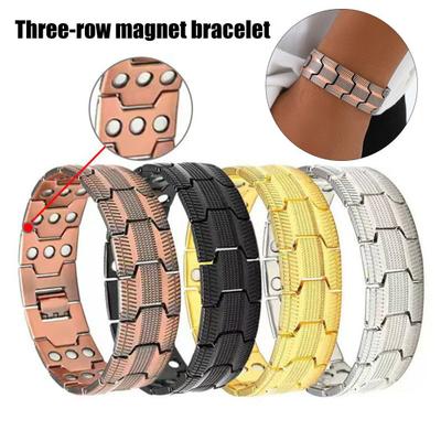 Сплав Магнитный Браслет Ретро 3-рядный Магнитотерапевтический Браслет Гипоаллергенный Браслет для Здоровья Подарок для Него Нее Женщинам Мужчинам