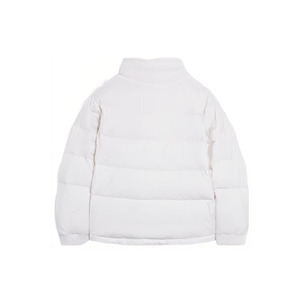 Li Ning Fitness Series Solid Color Casual Loose Stand Collar Warm Down Jacket Women Outerwear White AYMS268-1