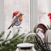 Christmas Hat Robin Bird Wall Sticker Bathroom Living Room Background Decorations Wallpaper Creative Animals Stickers Room Decor