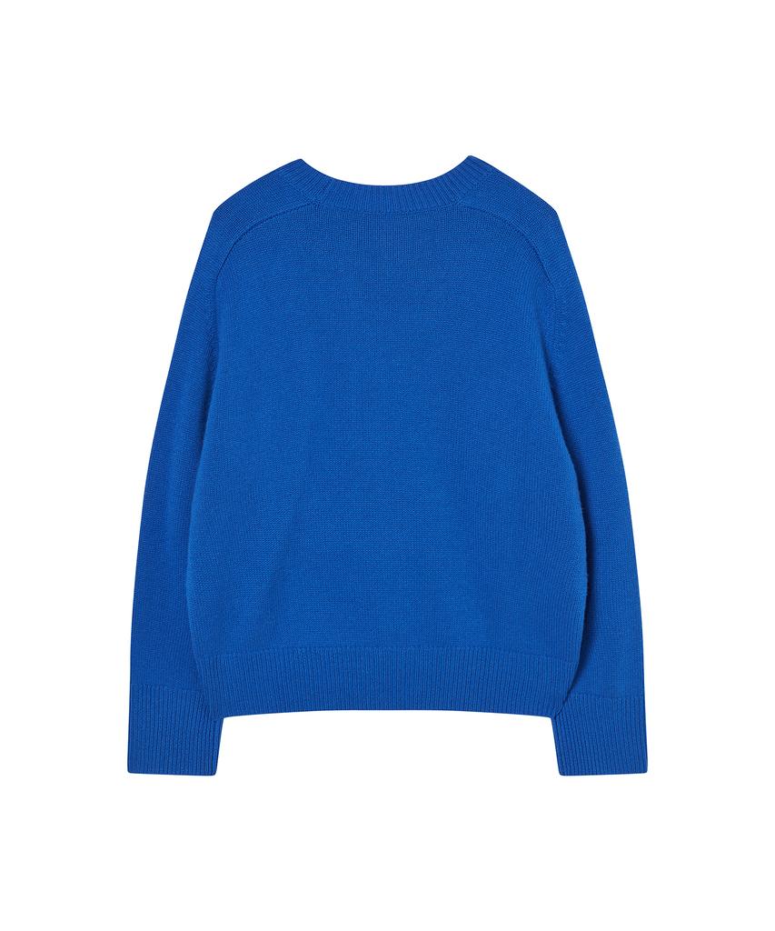 JE NE SAIS QUOI Loose Fit Crew Neck Cashmere Knit_ Royal Blue