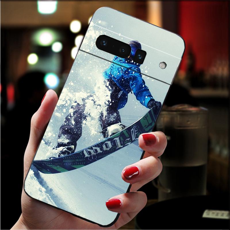 Чехол для телефона Google Pixel 10 9 Pro XL 9A 8 7 6 Pro Pixel 8A 7A 6A Pixel 8 7 6 5 Снег Умри Лыжи Сноуборд Спорт