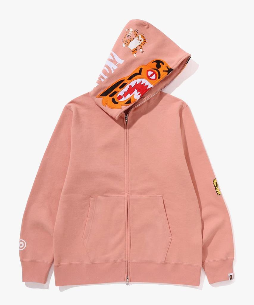 Bape Толстовка на молнии с тигром (M) розовый