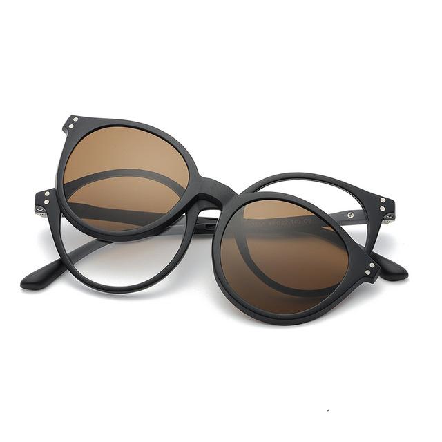 5 в 1 Магнитные Солнцезащитные Очки Женские Очки на Зажиме Мужские Круглые Оптические Очки для Чтения Солнцезащитные Очки для Вождения F