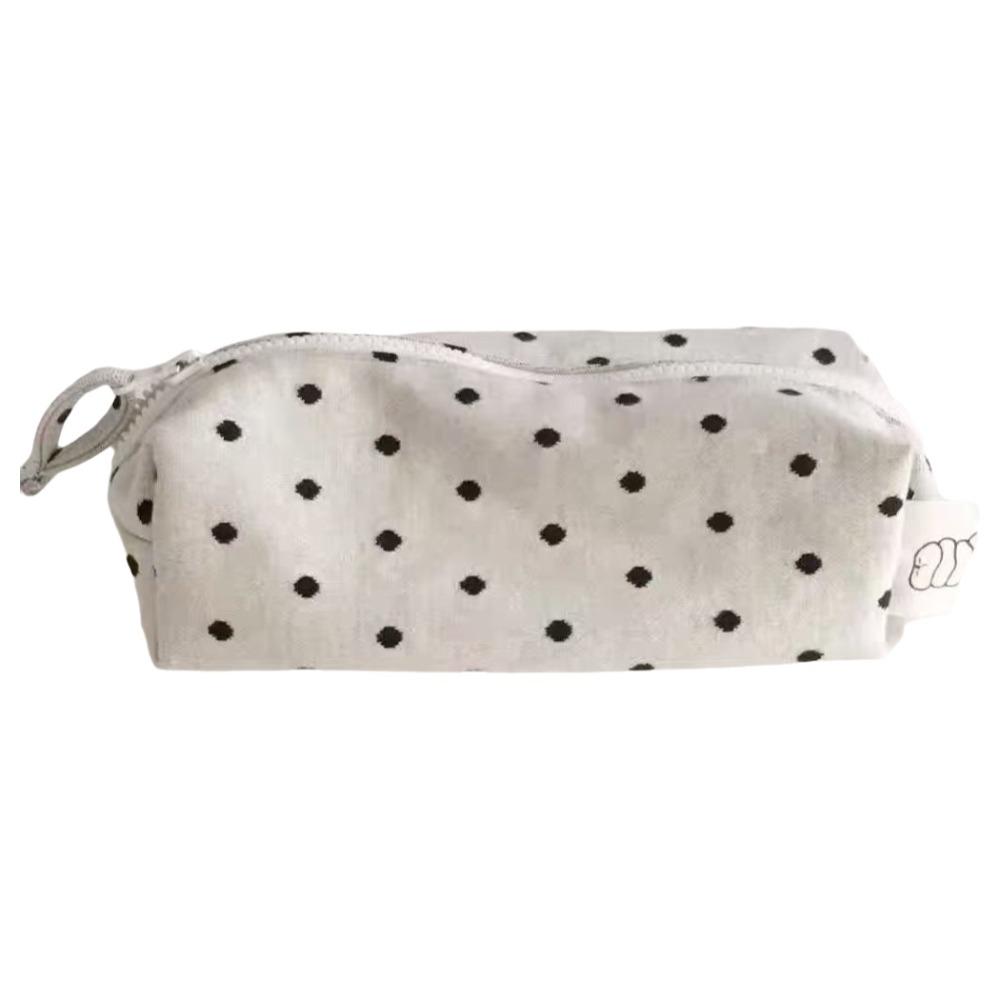 Sweet Pencil Case Polka Dot Zipper Stationery Pouch Pencil Storage Bag School Office Supplies