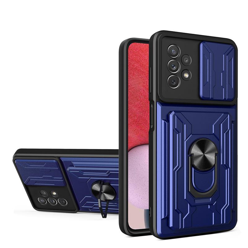 Slide Camera Shockproof Armor Case for Samsung Galaxy A53 A73 A33 A13 A12 S21 S22 Redmi Note 11 10C iPhone 13 12 11 Pro Max Card Holder Stand Cover