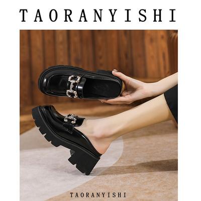 Ботоу сандалии на толстой подошве женские маффины полушлепки новые весна-лето стразы на высоком толстом каблуке ленивая женщина