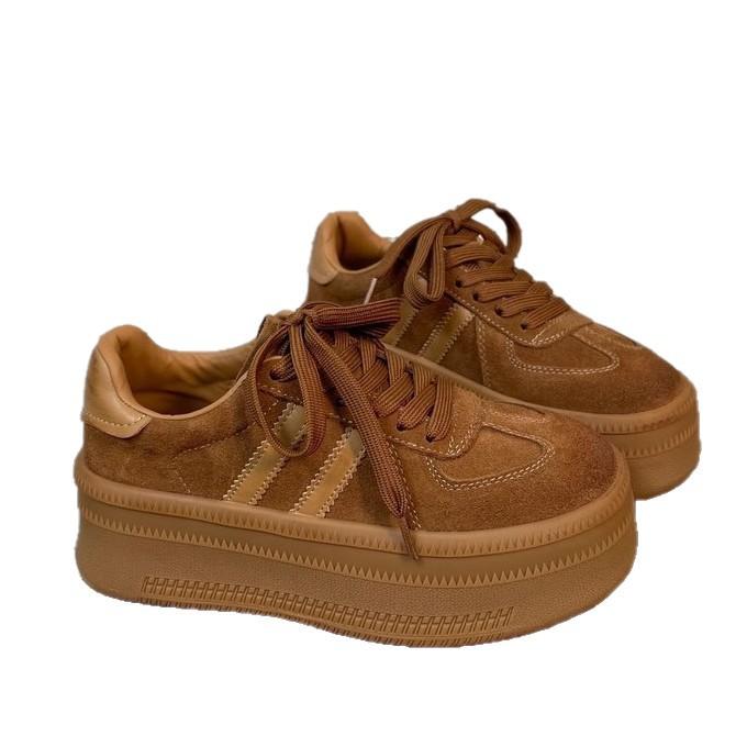 Ретро немецкие тренировочные кроссовки женские 2025 осень новые на толстой подошве универсальные спортивные кеды на платформе с цветовой блокировкой на шнуровке повседневные кроссовки