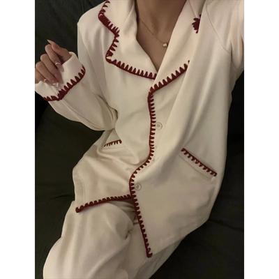 Высококачественная простая пижама, женская зимняя домашняя одежда, теплый утолщенный кардиган, брюки, комплект из двух предметов