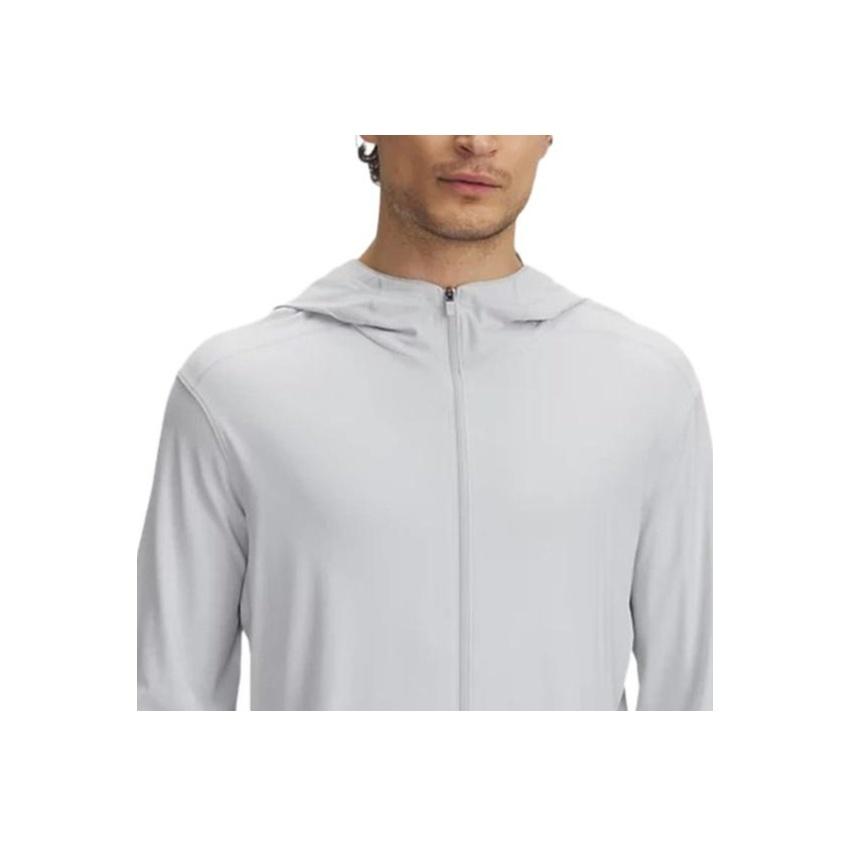 Under Armour Куртка мужская спортивная с капюшоном, с длинным рукавом, дышащая, ветрозащитная, с защитой от солнца, для улицы, серая 1390052-014