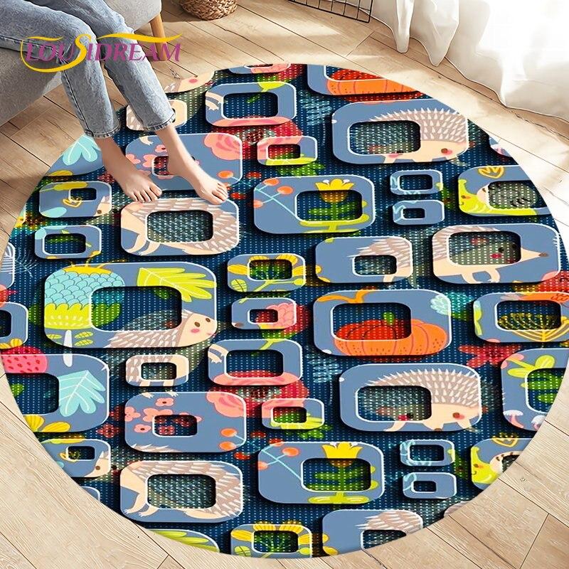 3D абстрактный геометрический ковер с визуальной иллюзией, большой круглый ковер для гостиной, спальни, украшения дивана, нескользящий напольный коврик