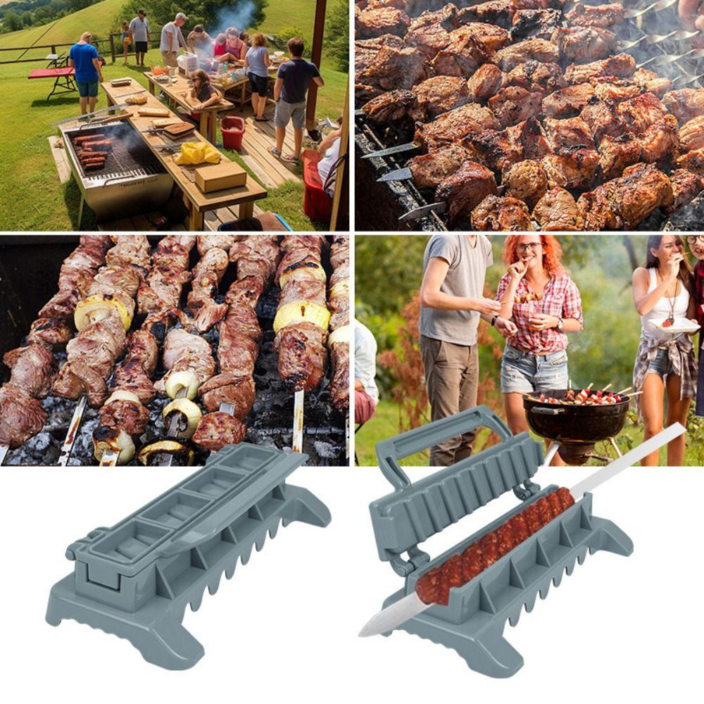 Reusable Kebab Maker Plastic BBQ Skewer Maker Barbecue Meat Skewer Machine Camping Picnic