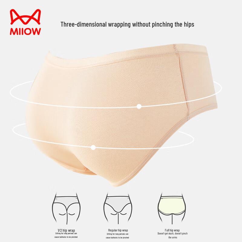 MaoRen Women's A-Class Cotton Underwear with Mulberry Silk Crotch (4-Pack)