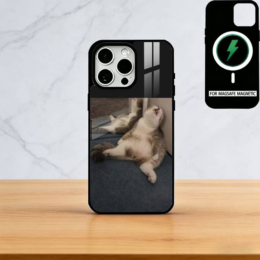 Забавные мемы с домашними кошками Чехол для телефона Для iPhone17,16,15,14,13,12,11 Plus,Pro Магнитный с Magsafe Беспроводной зарядкой