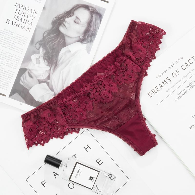 Сексуальные кружевные трусики, женское прозрачное нижнее белье с низкой талией, прозрачное нижнее белье-стринги