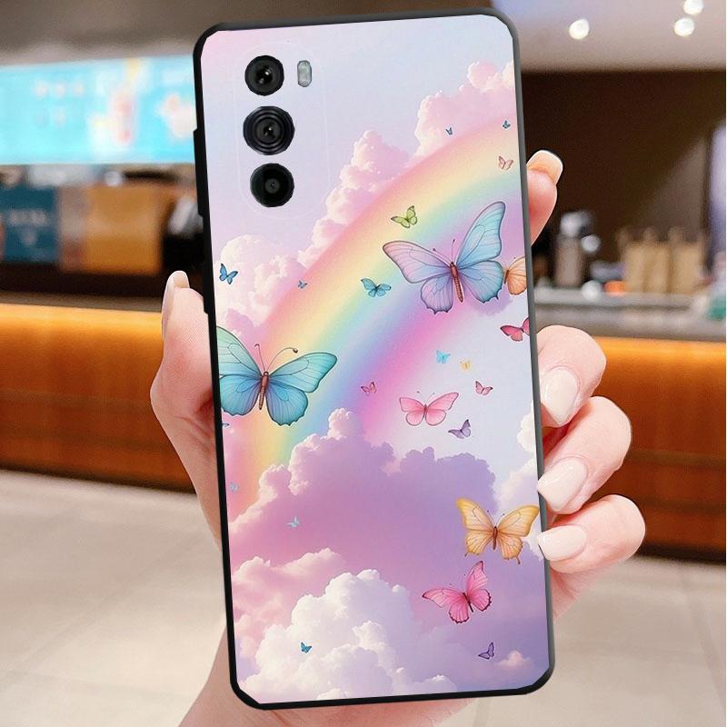 Phone Case For Motorola Edge 50 40 Pro 60 50 40 30 Ultra Neo Fusion Moto G Play G Stylus G Power G Rainbow clouds