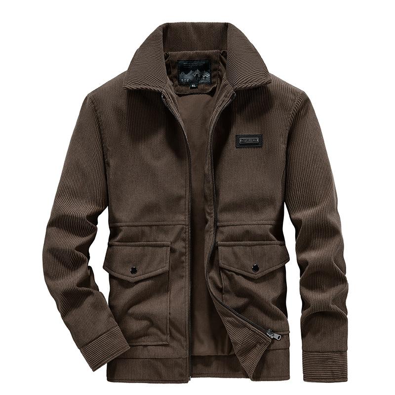 Вельветовая мужская куртка, повседневная мужская куртка с лацканами, свободный топ больших размеров