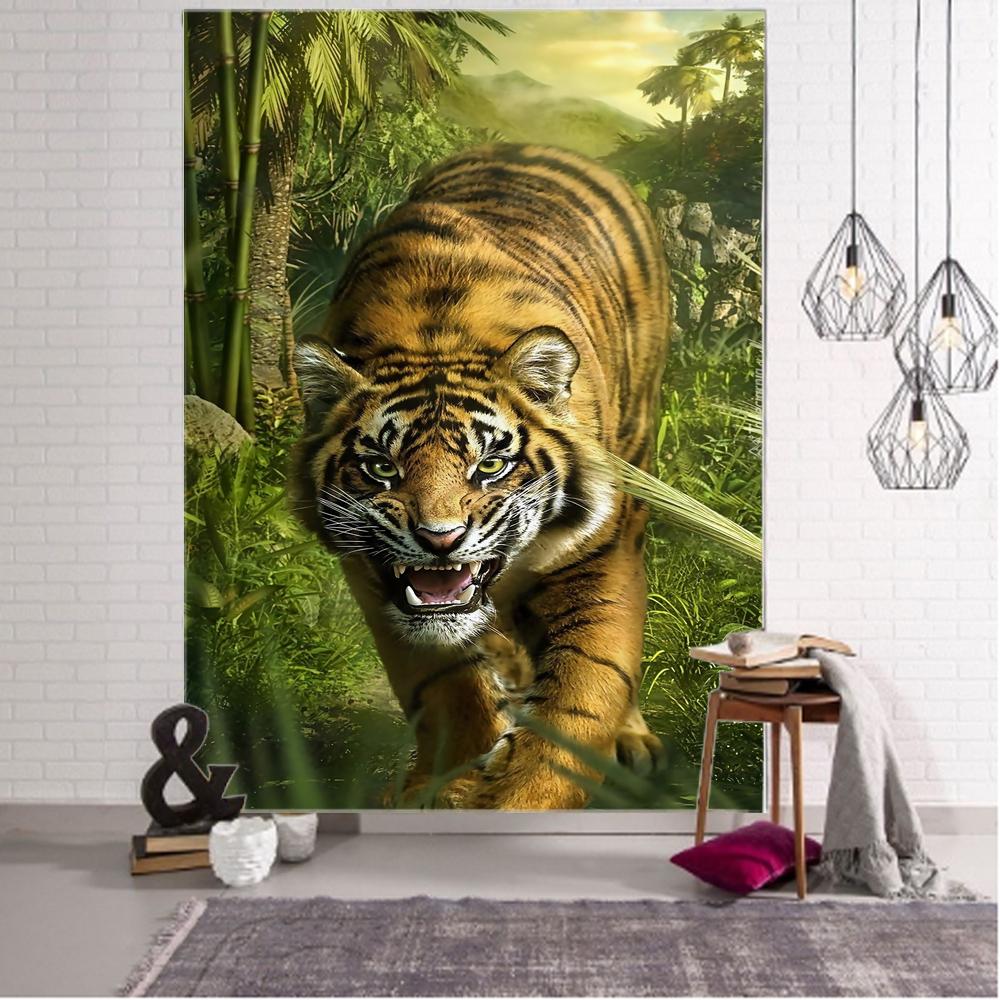 Мандала Бохо Настенный гобелен Подвесной Спальня Гостиная Лесной Тигр Декоративный гобелен Животное Декоративный гобелен