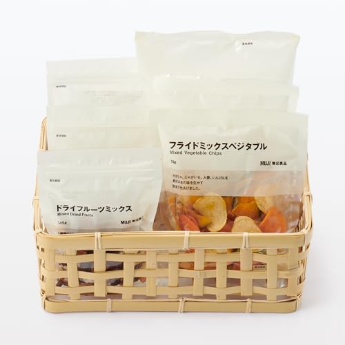 MUJI Bamboo Woven Basket, Natural, Approx. 21cm W x 30cm D x 12cm H, MDC77A2S