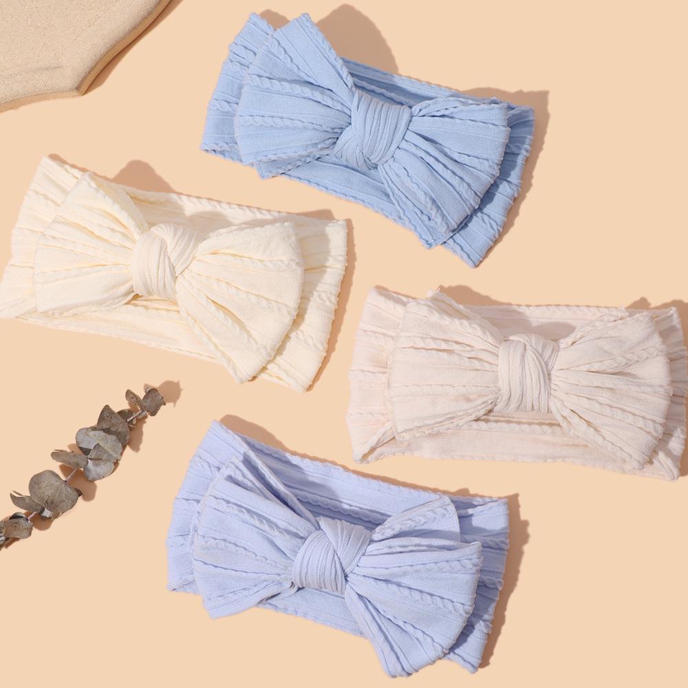 Европейская и американская детская двухслойная повязка на голову с бантом - Мягкий нейлон, защита родничка младенца