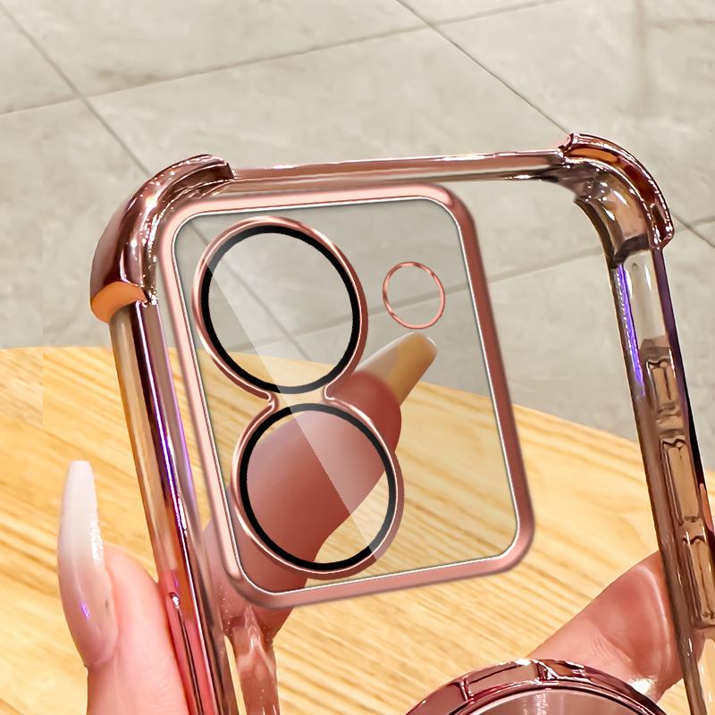 Gradient Glitter Airbag Shockproof Case with Lens for VIVO Y77 Y78 Y77E Y16 Y17 Y18 Y35 Y20 Y21S Y52S Y76S Y200 X70 X90 X100 Pro S15 S17 S18 S19 Pro