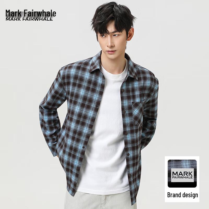 Mark Fairwhale Мужская американская фланелевая клетчатая рубашка с длинным рукавом